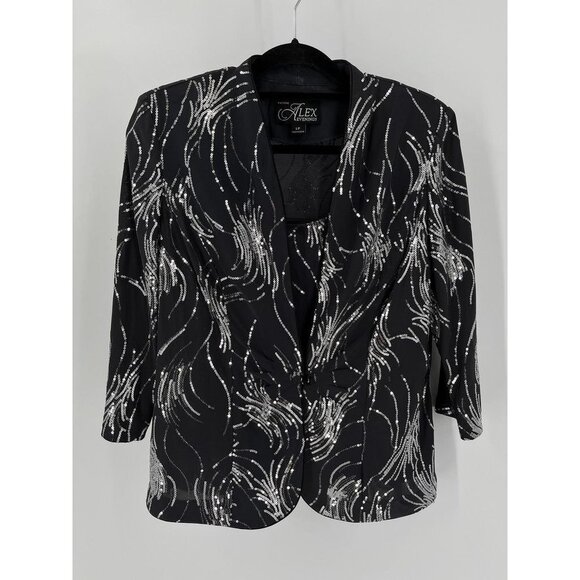 Alex Evenings Ladies Jacket and Camisole Set Grey with Sequins Size Petite Large - Picture 1 of 16